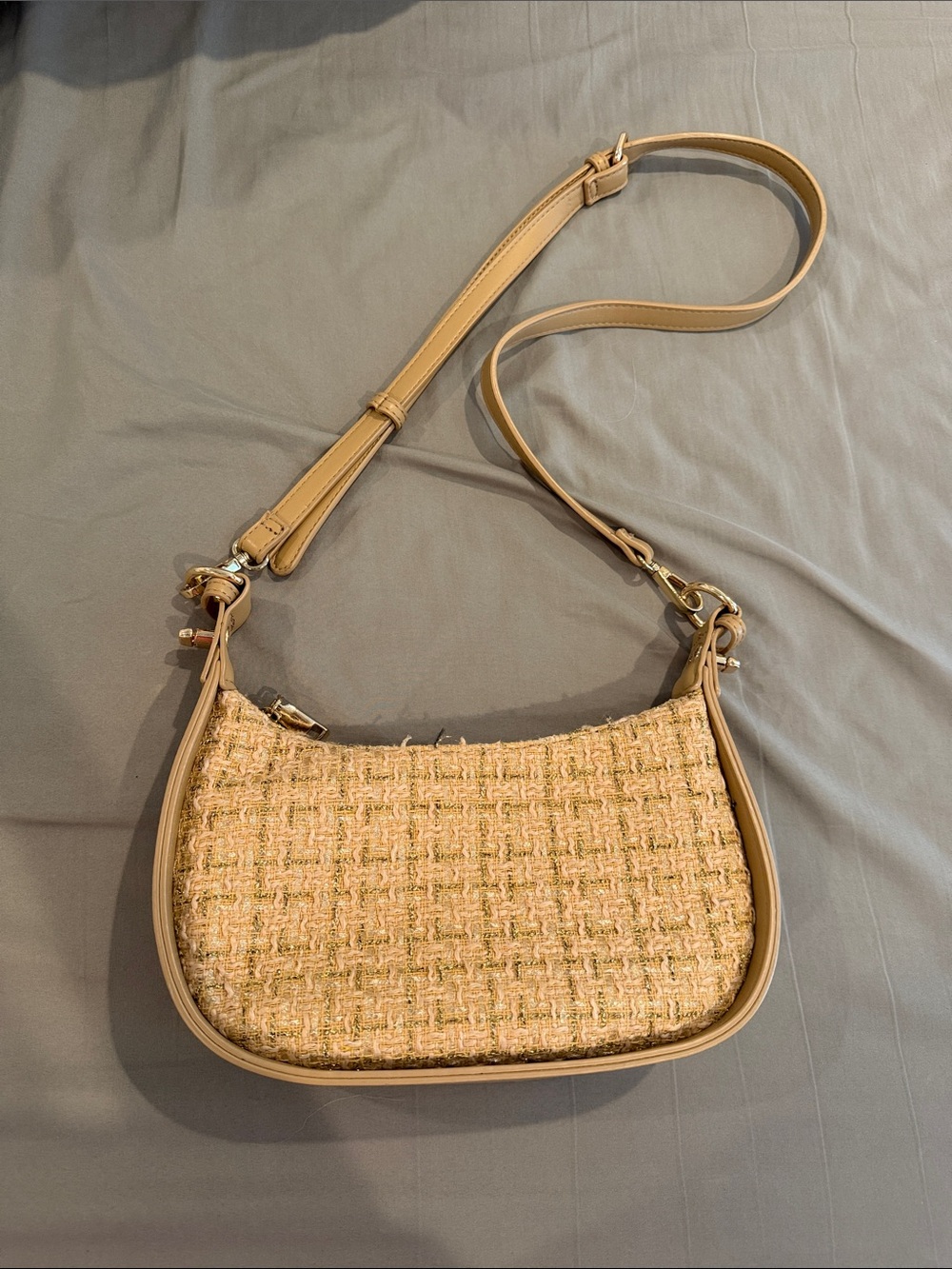 Urban Expressions Beige Tweed Shoulder and Crossbody Bag